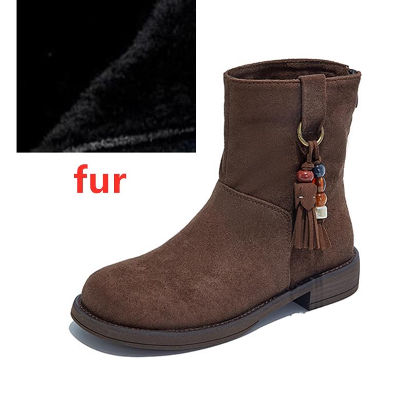 

Fashion AIYUQI 2025 Maillard Women s Western Cowboy Boots Non-slip Round-Toe Women Boots Large Size Ankle Boots and Short Boots female 43