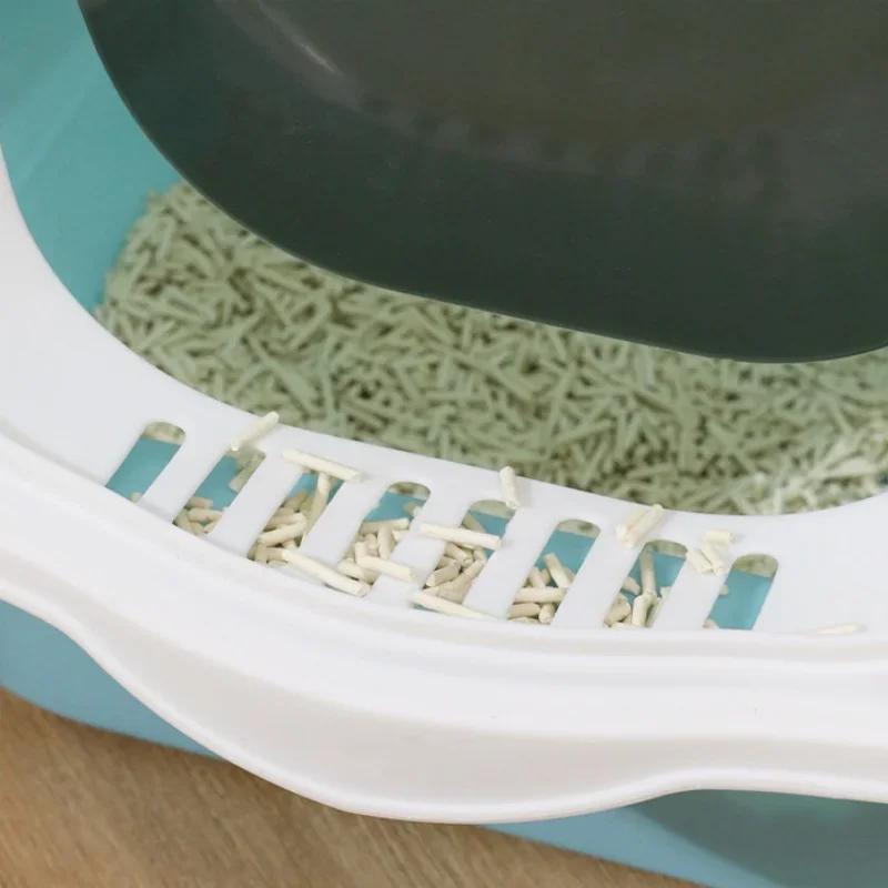 Spillproof Deodorant Cat Litter Box - Large Capacity Fully Enclosed Toilet Two-Way Shovel Closed Sandbox Pet Toilet for Cats