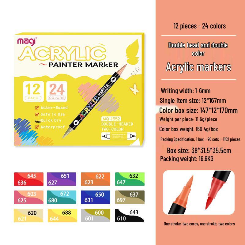 

Suomeiqi 120 Double-Ended Acrylic Markers — Washable, Non-Stain Graffiti Pens for Kids Art
