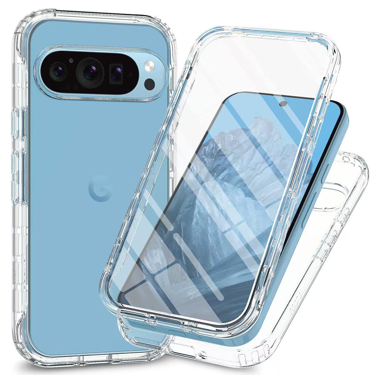 

Роскошный Прозрачный Чехол-Броня 360° для Всего Тела для Google Pixel 10 9 Pro XL Ударопрочный Мягкий Экран Передняя Рамка Жесткая Защита Cell has screen film&Google Pixel 10 Pro чистый