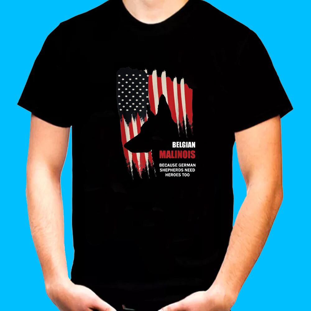 New Belgian Malinois American Flag Usa Tee logo T-Shirt Size M