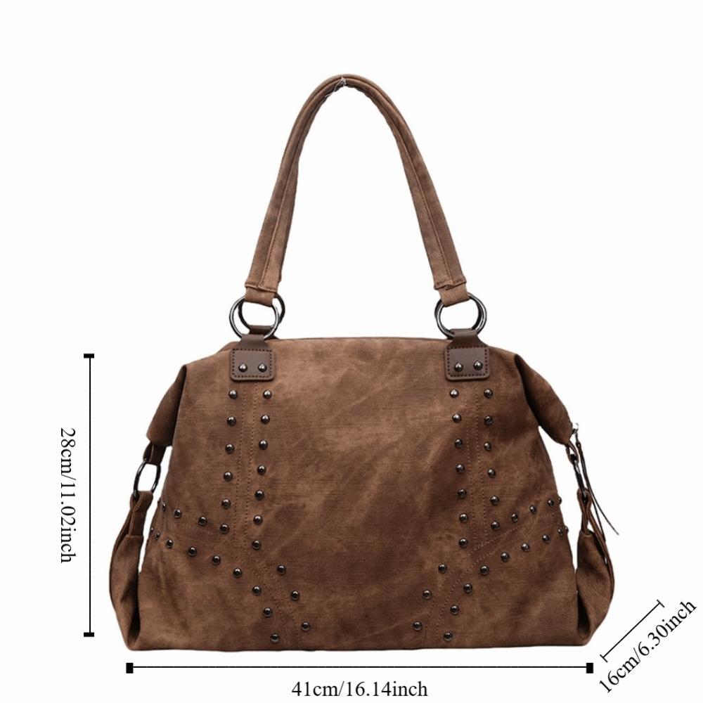 Retro American Style Rivet Shoulder Bags Large Capacity Y2K Shoulder Bag Outdoor