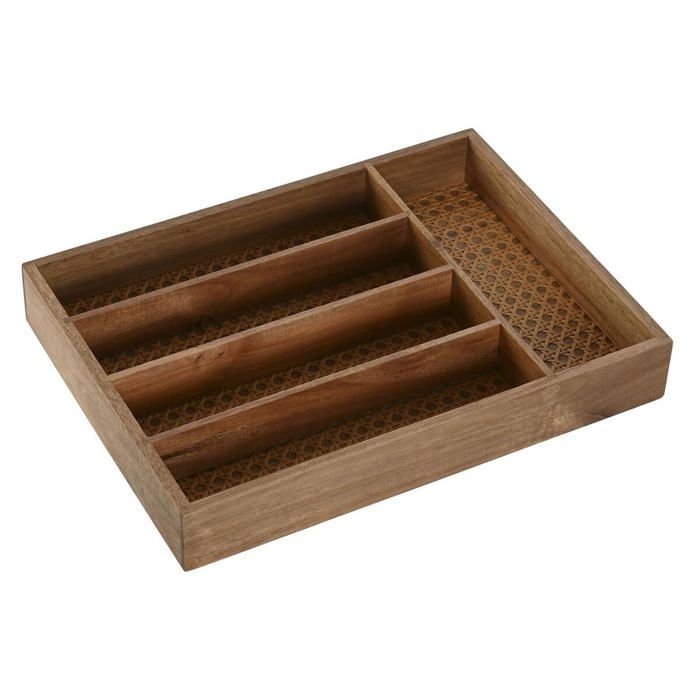 Organiseur pour couverts en acacia - Home ESPRIT - Multicolore - 25,5x34,5x5 cm - Naturel