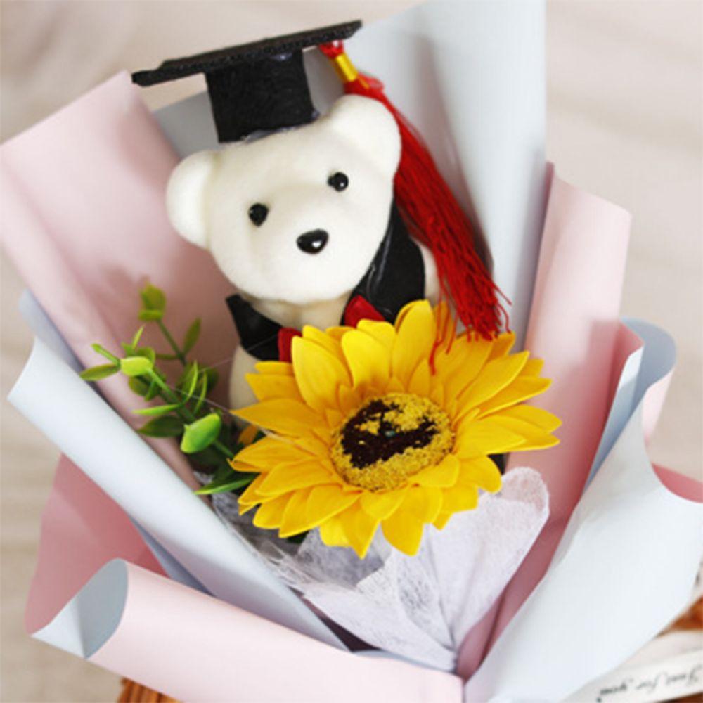 Woven Doctoral Bear Bouquet Plush Bear Crochet Flowers Bouquet  Student Gift