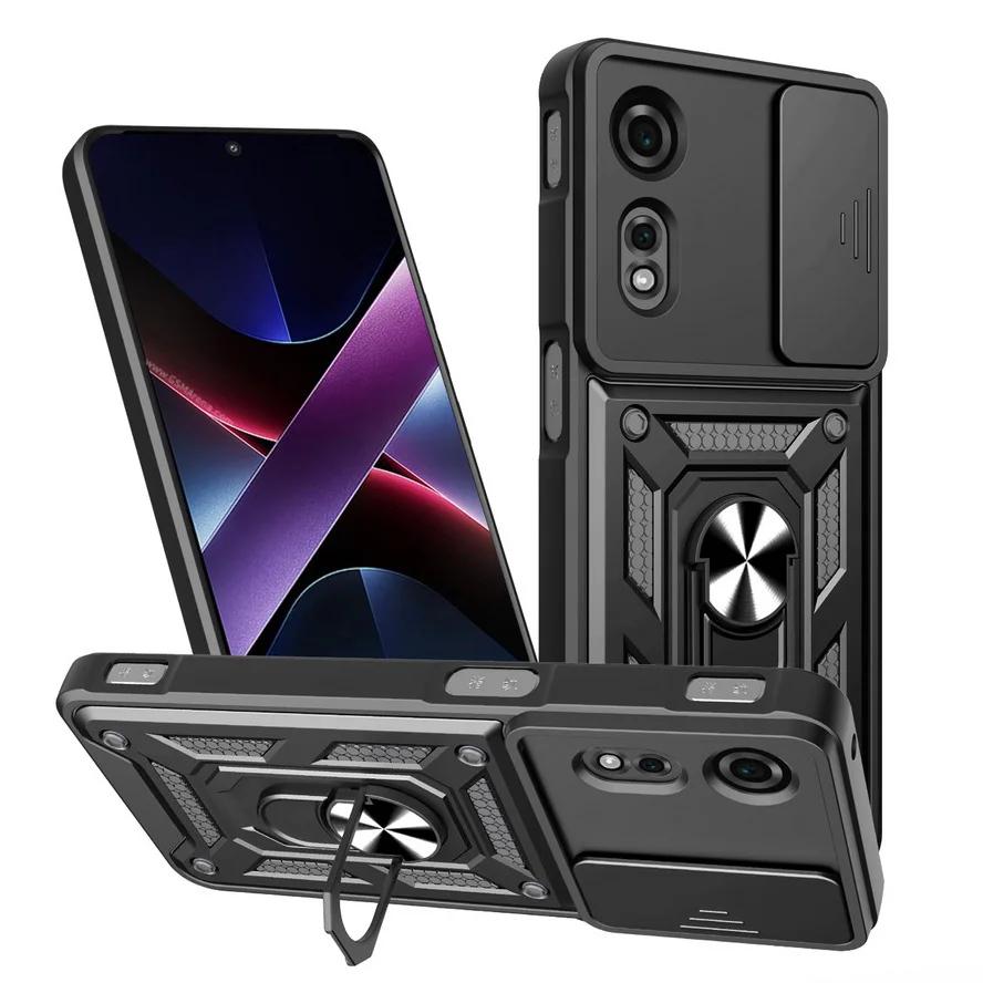 Magnetický kovový držák prstenu Kryt pro ZTE Blade A75 A55 A35 Nubia Focus Neo 3 Neo2 Posuvný objektiv Fotoaparát Nárazuvzdorný Armor Tvrdé pouzdro