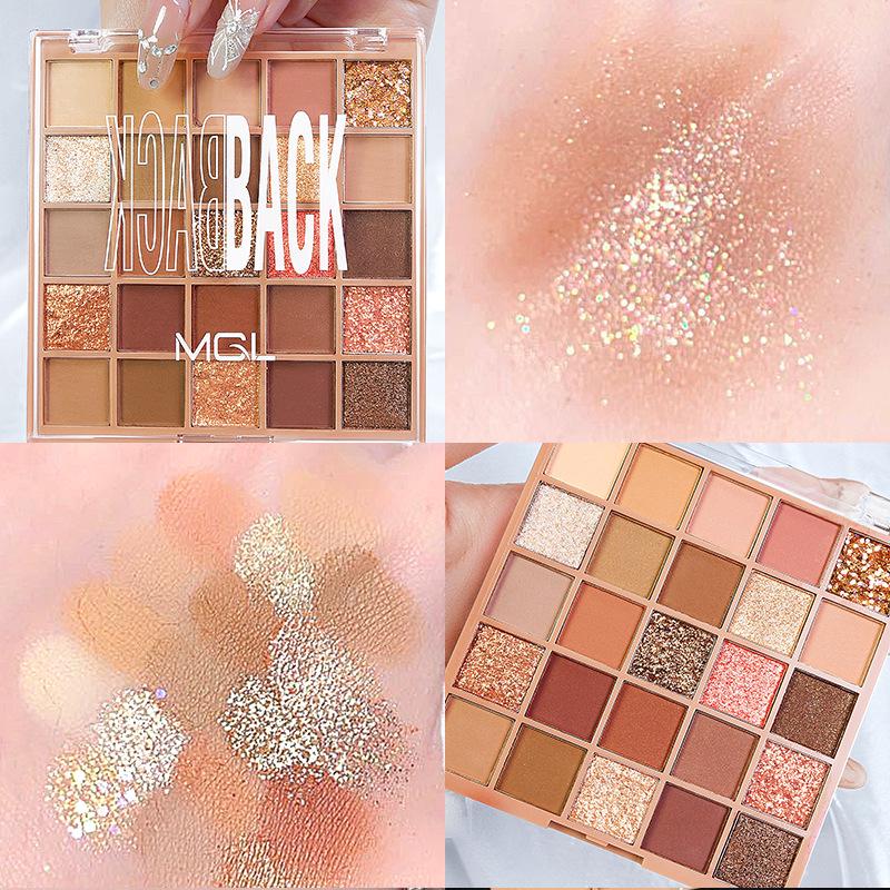 

Палитра теней для век MGL 25 цветов: Матовые и мерцающие оттенки земли, глиттер, многофункциональный праздничный макияж для студентов