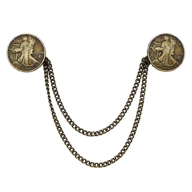 Fashionable Chain Brooch Trendy Chest Jewelry Gift With European Pattern For Shawl And Clothing Accessories