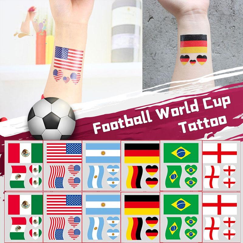 Tatuaggio Temporaneo Bandiera Nazionale Viso Braccio Uomini Donne Finto Tatoo Brasile Russia America Germania Giochi di Calcio Tatuaggi