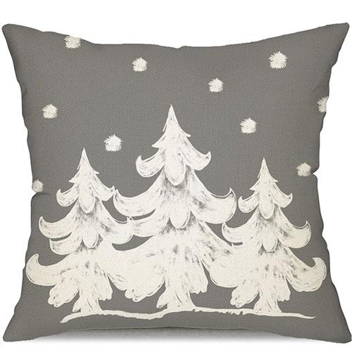 Gray Christmas Pillow Covers Merry Christmas Tree Believe Snowflake Winter Holiday Decor Cushion Cover for Home Couch 45X45