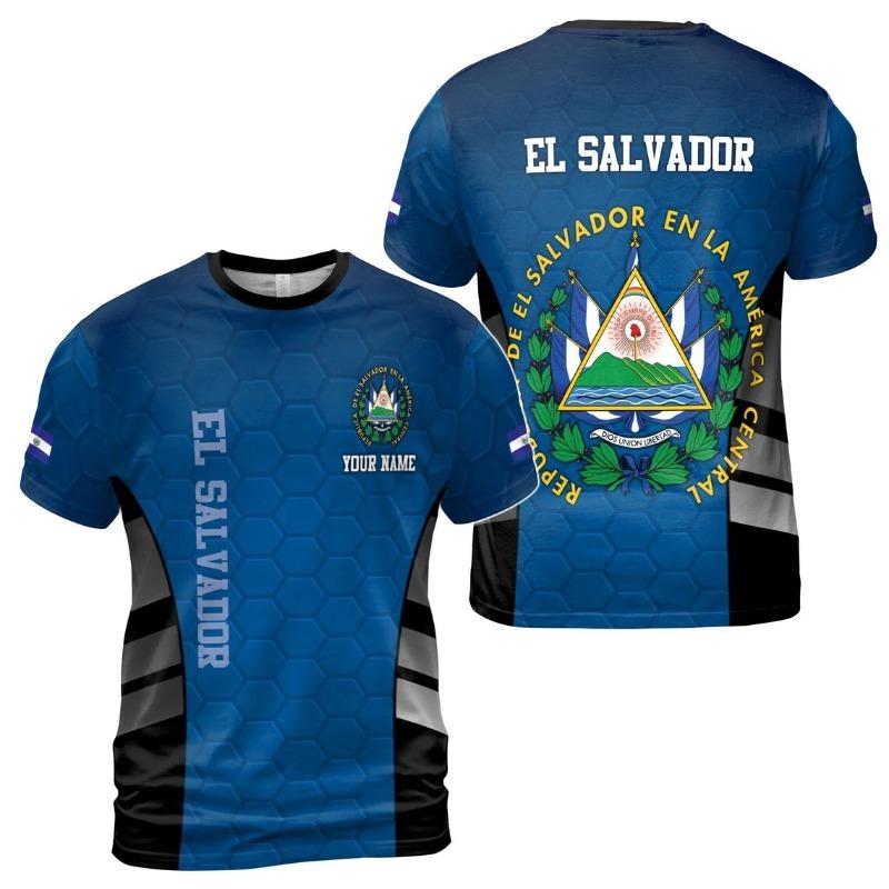 EL Salvador Flag Graphic T Shirts For Man Clothes Maillot Football Summer Fashion Trend Loose Sports Crew Neck Unisex Tees Tops