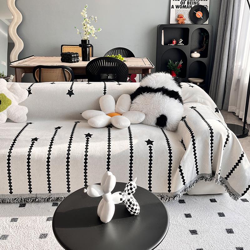 Nordic High-Grade Sofa Cover Towel Universal All-Covered Dust Cover Black Line Living Room Sofa Cover Universal Cover