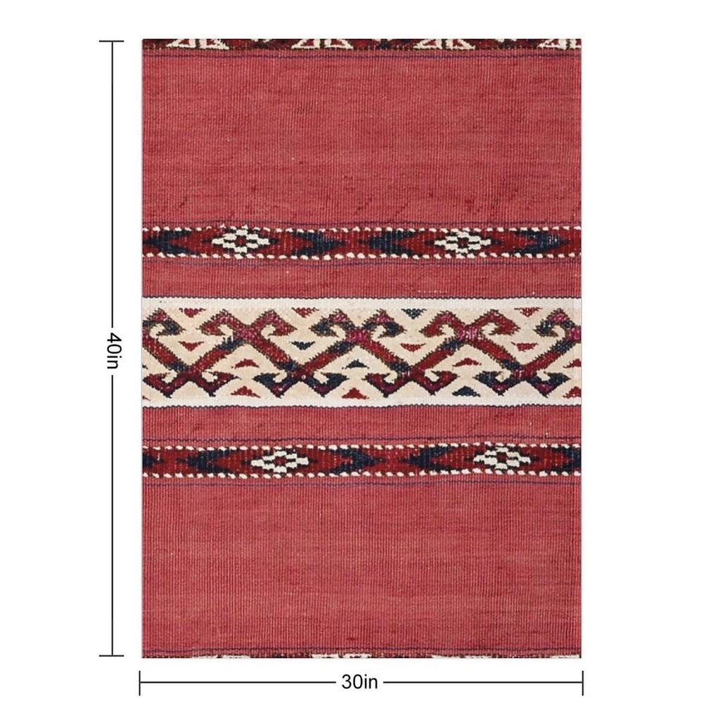 Triangle Stripe Kilim 19th Century Authentic Colorful Picture of a Red Black and White Rug Throw Blanket Quilt Flannels Blankets