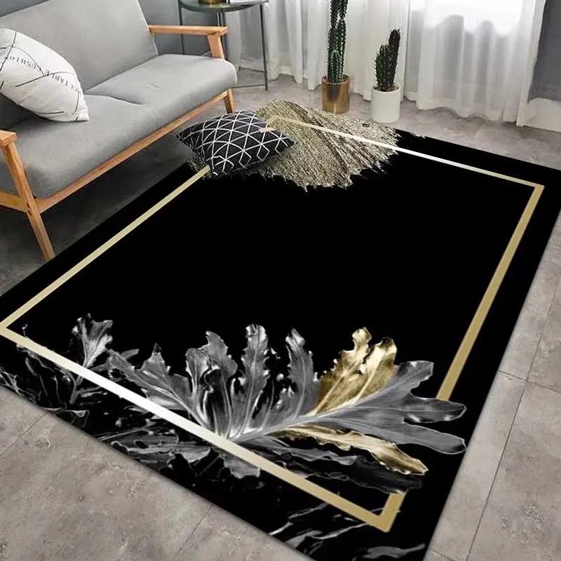 Black Gold CARPET FOR LIVE ROOM Large Size Luxury Area Rugs for Bedroom Washable Mat for Room Decor Non-slip Lounge Rug Tapis