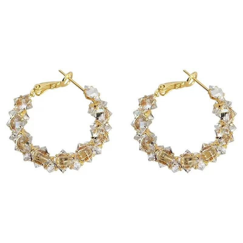 Flashy Zirconia Hoop Earrings - Exaggerated Ear Ring - Luxurious and Niche Small Earrings