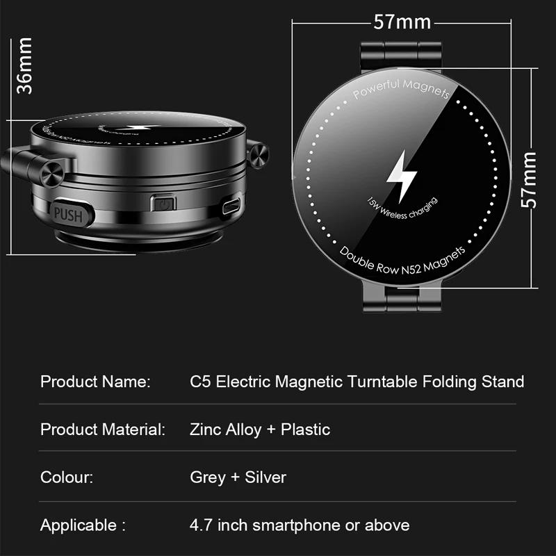Magnetic Phone Holder 15W Wireless Charger Vacuum Adsorption Bracket 360 Degree Rotating Desktop Windshield Sucker GPS Stand