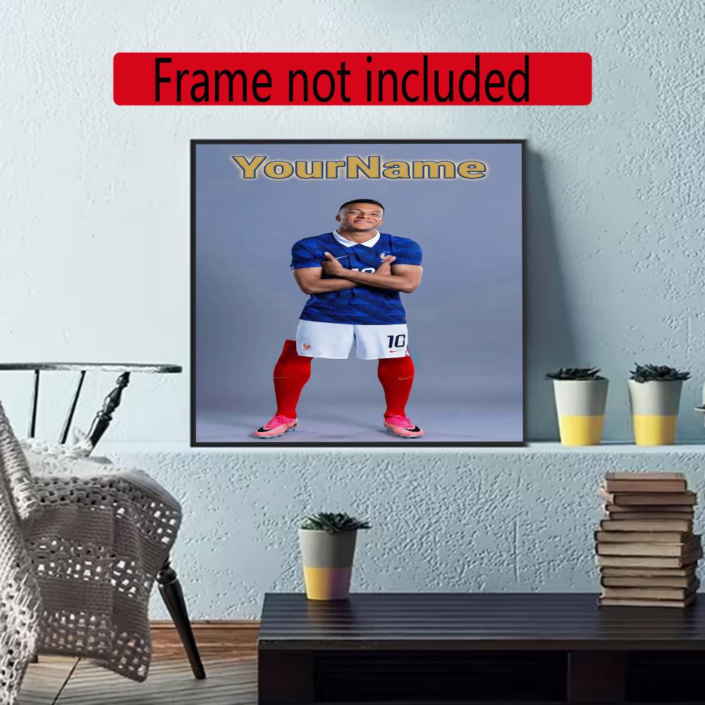 Mbappe Customize Your Name Diamond Painting Round Diamond Diy Frameless Holiday Artwork Suitable For Home Office Wall Decoration