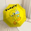 1PC Warner Tweety Popcorn Automatic Open/Close Umbrella with Windproof, 11-Rib Sturdy Canopy, Durable Ribs1228A