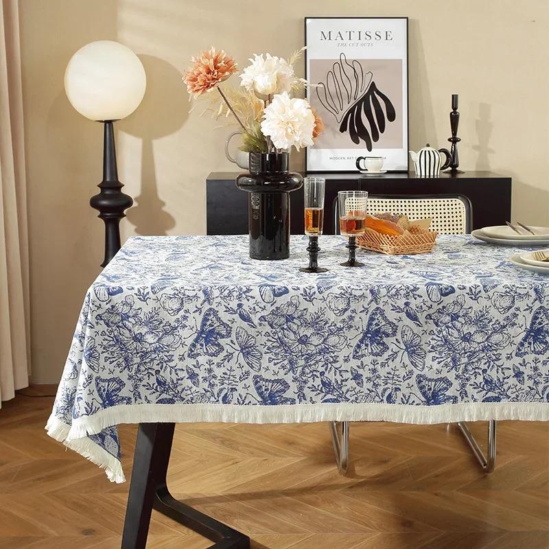 Vintage Bohemian Style Dining Table Cloth Cotton and Linen Home Decor Geometric Tablecloth Furniture Tea Table Dust Cover Towel