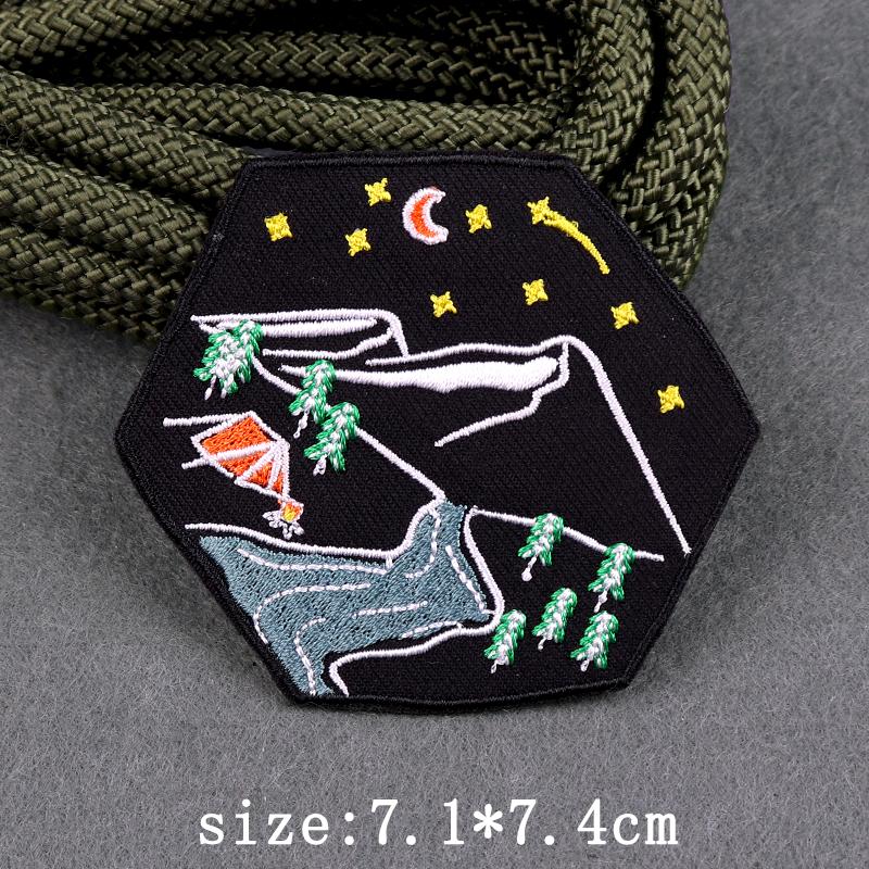Heart Landscape Patch Iron On Patches For Clothing Wilderness Outdoor Embroidery Patches For Clothes Adventure Patch Stickers