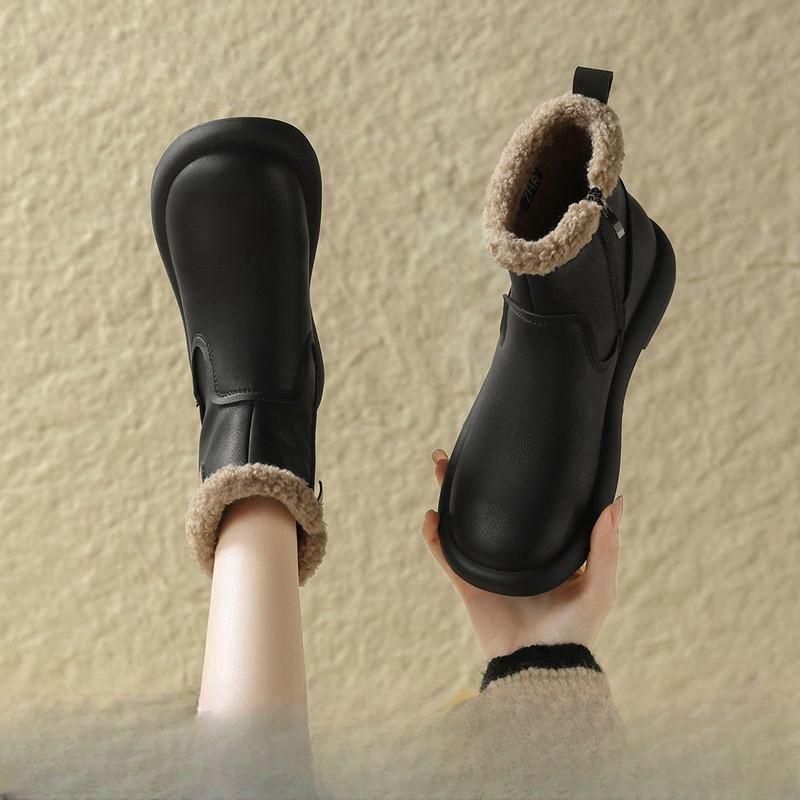 Cizme de zăpadă pentru femei 2024 noi toamnă și iarnă catifea călduroase lână de miel cu talpă plată cizme scurte catifea îngroșate pantofi de bumbac cizme pentru femei