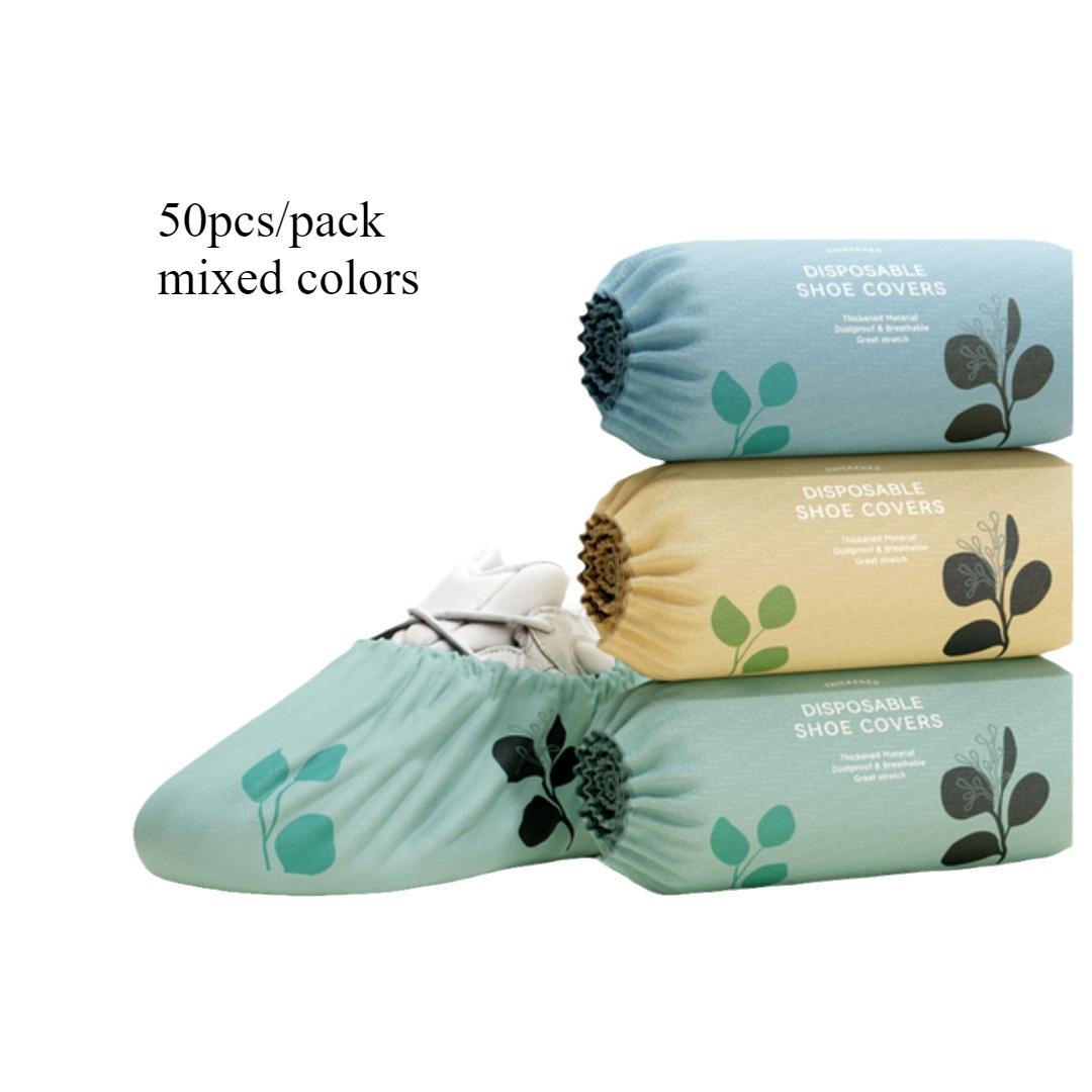 

50 шт./упак. разноцветные одноразовые бахилы для дома с рисунком из мультфильма износостойкий нетканый материал пылезащитный и противоскользящий чехол для ног
