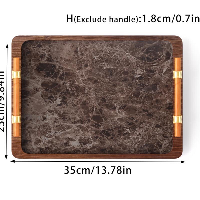 Прямоугольный бамбуковый поднос для чая с мраморным узором