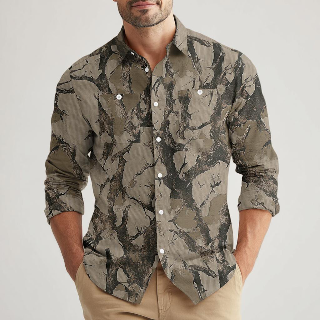 Men's Loose Classic Lapel Multi-pocket Industrial Work Shirt Top