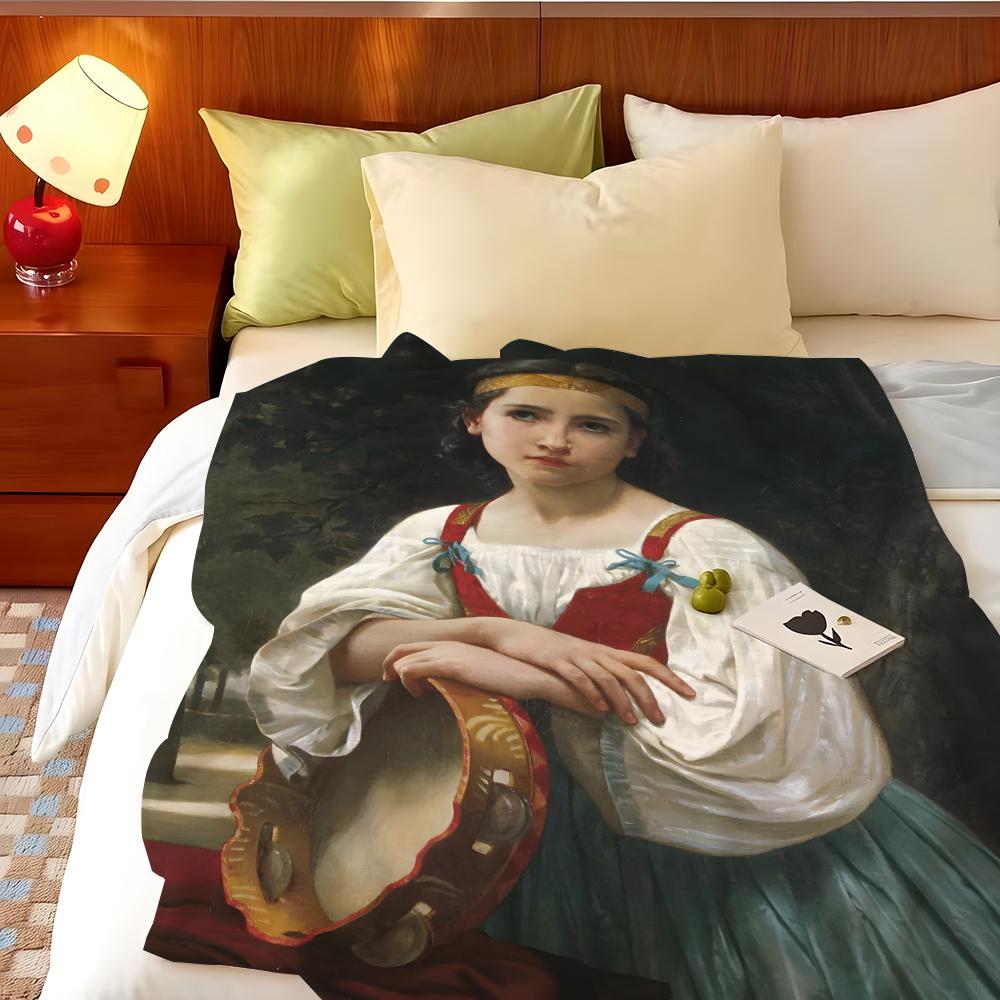 Artist W-William A-Adolphe B-Bouguereau Throw Flannel Throw Blanket, Lightweight Cozy, Durable Washable cute Cool
