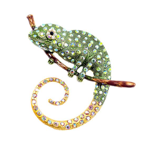 Brooch Versatile Lizard Gecko Pin Sparkling Rhinestones Inlaid Glossy Fade-Resistant Finish Badge Sweaters Scarves Handbags Hats