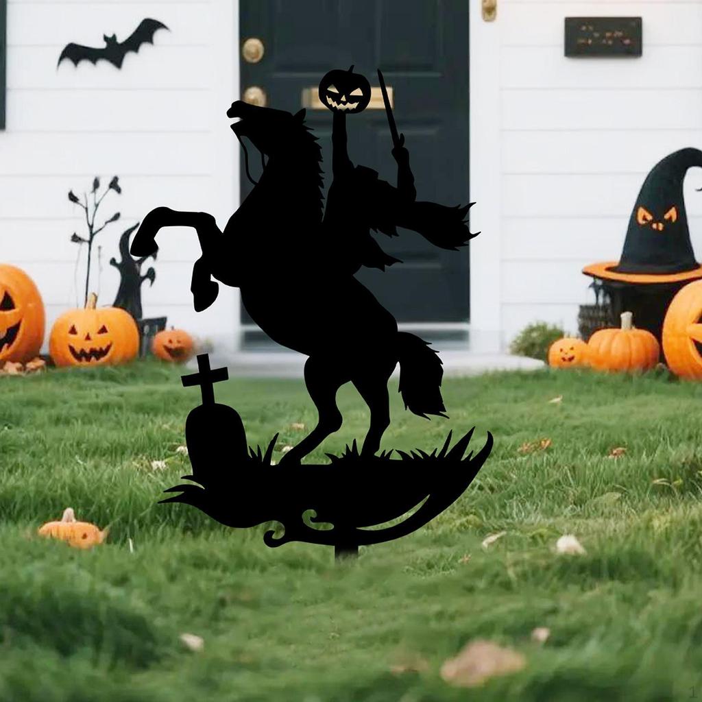 Halloween Garden Stake,Silhouette Knight Horse Yard Art,Women Mom Outside Outdoor Decor Lawn