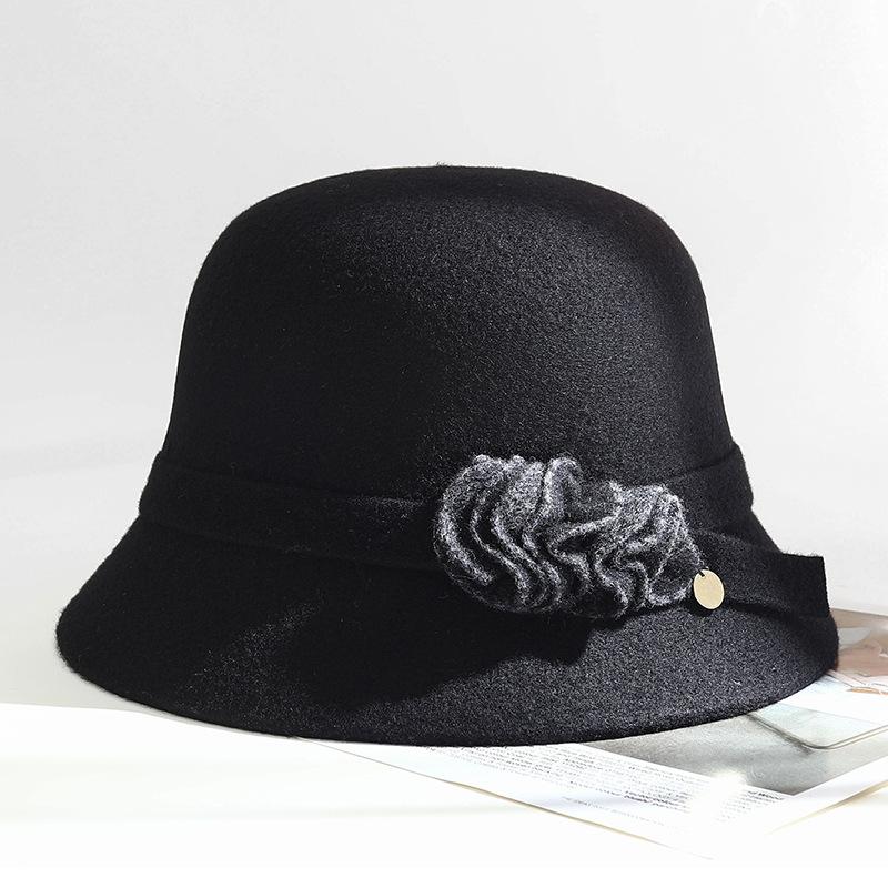 Wool basin hat autumn and winter new hat women's versatile warm fashion bucket hat dome British retro top hat