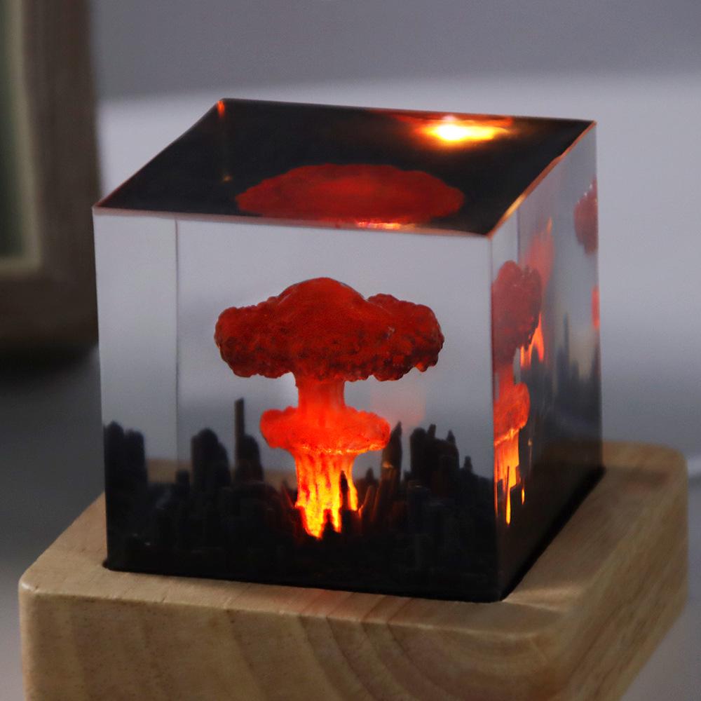 DIY Handmade Resin Atomic Bomb Explosion Mushroom Cloud Night Light Ornament
