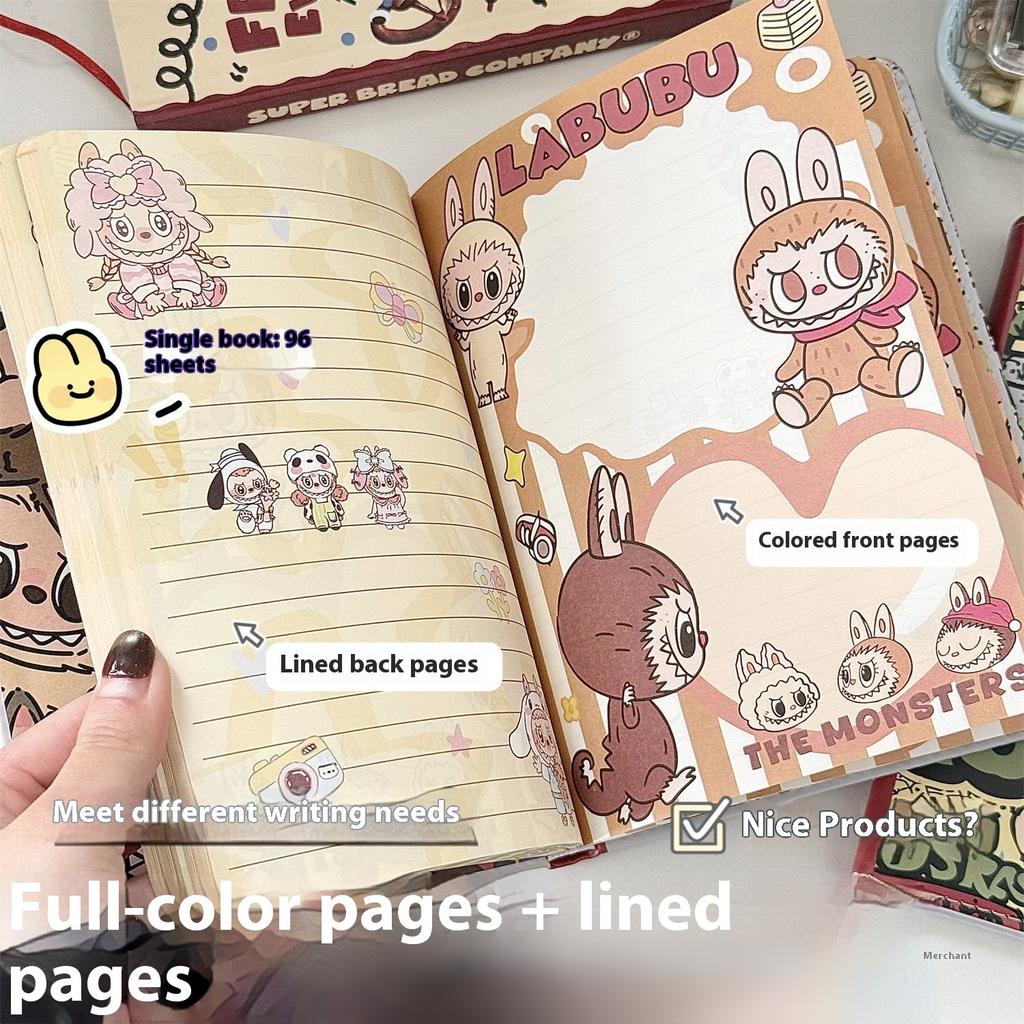 Leather Notebook Full Color Page Notebook Cartoon Cute Student A5 Handbook Horizontal Line Book