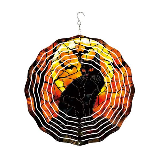 

Halloween 3D Wind Spinner Decoration Indoor Outdoor Garden Yard Porch Ghost Witch Skull Pumpkin Wind Chime Hanging Ornament A