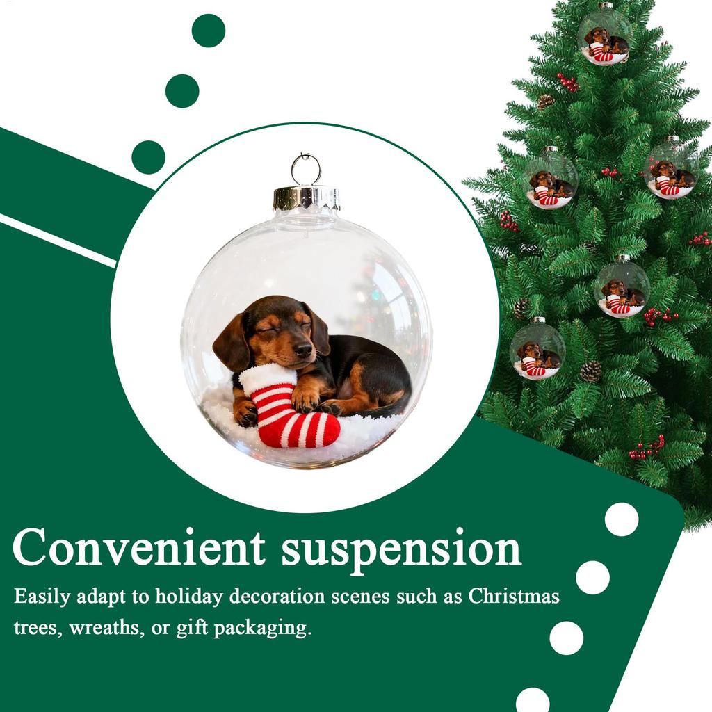 Christmas Ball Ornaments Shatterproof Transparent Decor Hangable Dog Balls For Shopping Mall Bedroom Window Store Home Holiday