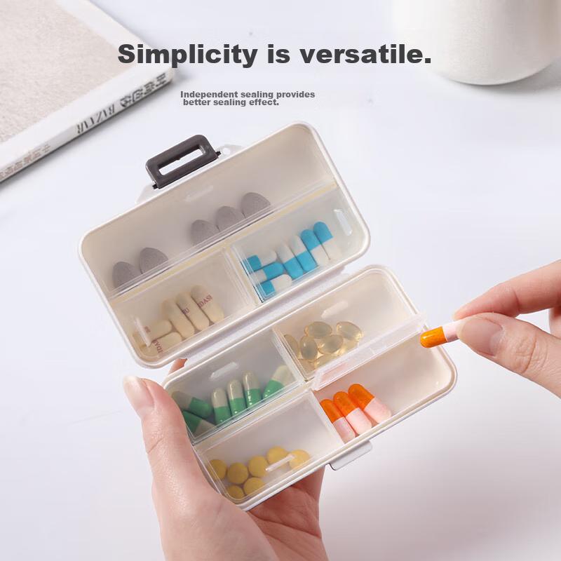 Etravel Portable Pill Organizer, Large Capacity Medicine Box, Pill And Jewelry Case, 7-Day Extended 7-Compartment Rectangular Pill Case