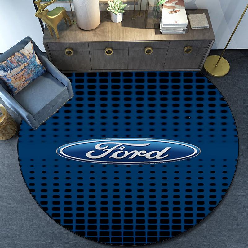 Ford Emblem Design Round Rug for Livingroom,Bedroom, Palyroom, Chair Rug, Area Rug, Circle Carpet, Fan Christmas Gift