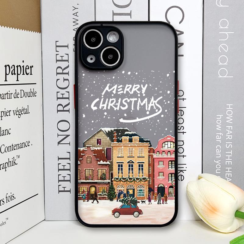 Rural Building Snow Scenery Christmas Phone Case for Samsung Galaxy S25 Ultra S25+ S24 S23 Ultra S22 Plus S21 FE S20 Hard Cover
