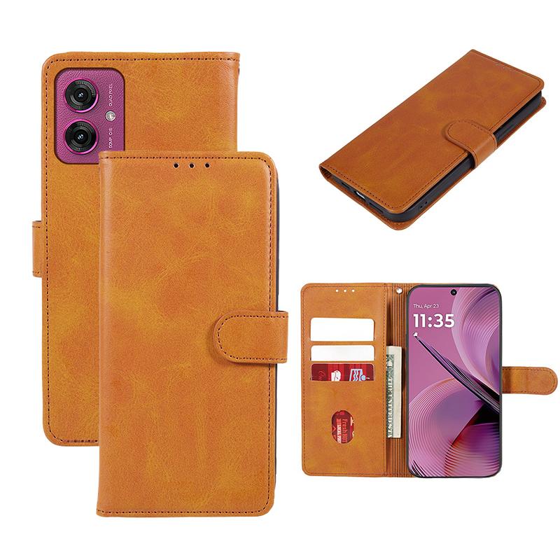 For Motorola Moto G55 5G Case PU Leather Wallet Protective Phone Cover Calf Texture