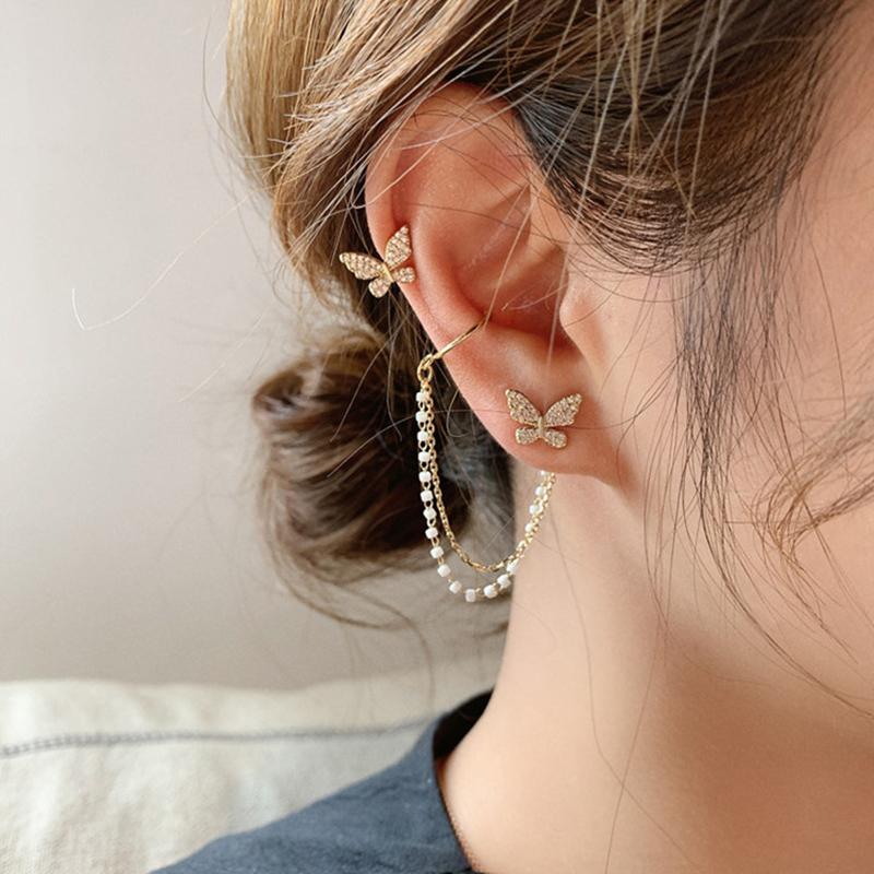 Butterfly Earrings Feminine Personality Ear Earrings Integrated Tassel Earrings pair