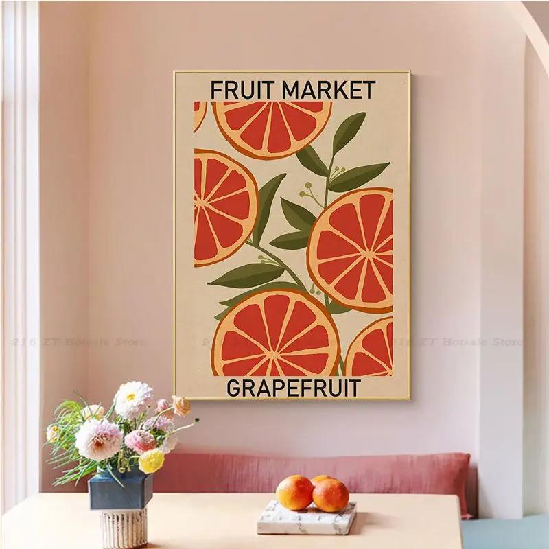 Cherry Lemon Orange Fruit Market, HD Canvas Print Wall Art Poster, Suitable for Home, Store, Restaurant ation Painting