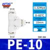 Pneumatic Nylon Air Hose Quick Connect Fittings: PU Straight, PY 5-Way, Cross 4-Way, PZA 3-Way, PE Connector with White/Blue Cap