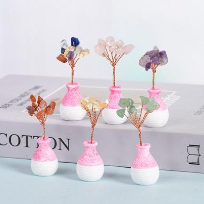 Multicolor Mini Tree Ornaments White Crystal Crystal Wishing Tree Ornaments  Home Decor