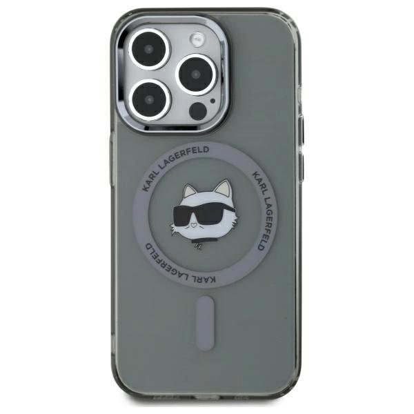 Karl Lagerfeld Klhmp15Xhlschk Iphone 15  Pro Max 6.7 Czarny/Black Hardcase Iml Metal Choupette Head Magsafe