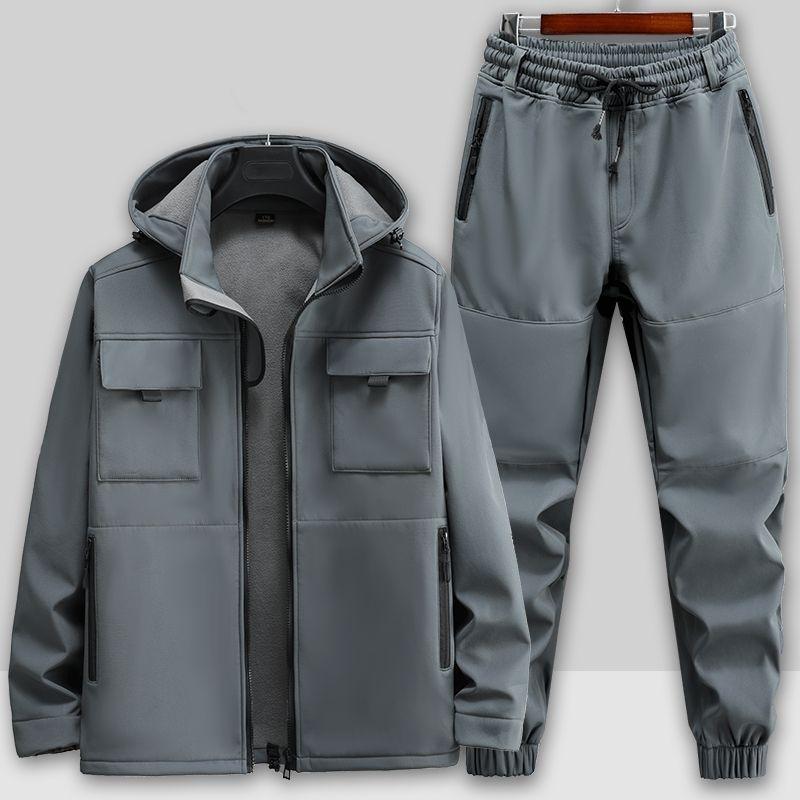 Autumn and Winter Models Plus Velvet Jackets Overalls Suits for Men and Women Thickened Windproof, Waterproof, Cold and Warm Tooling