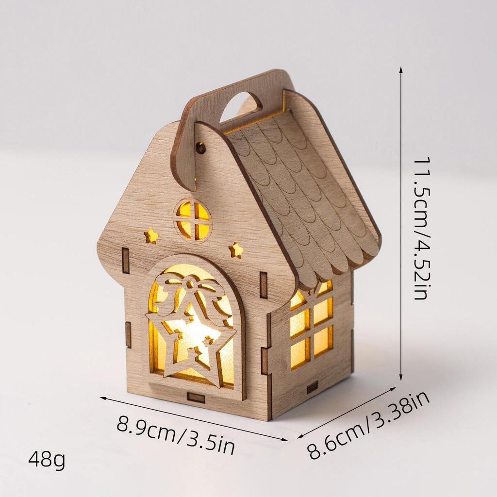 Christmas Luminous Wooden Cabin Ornament - Small House Tree Decoration