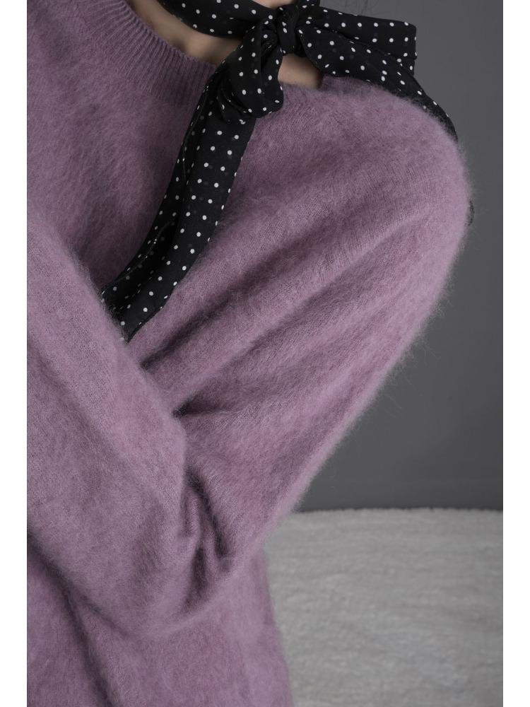 Fluffy Crew Neck Knit Sweater for Women