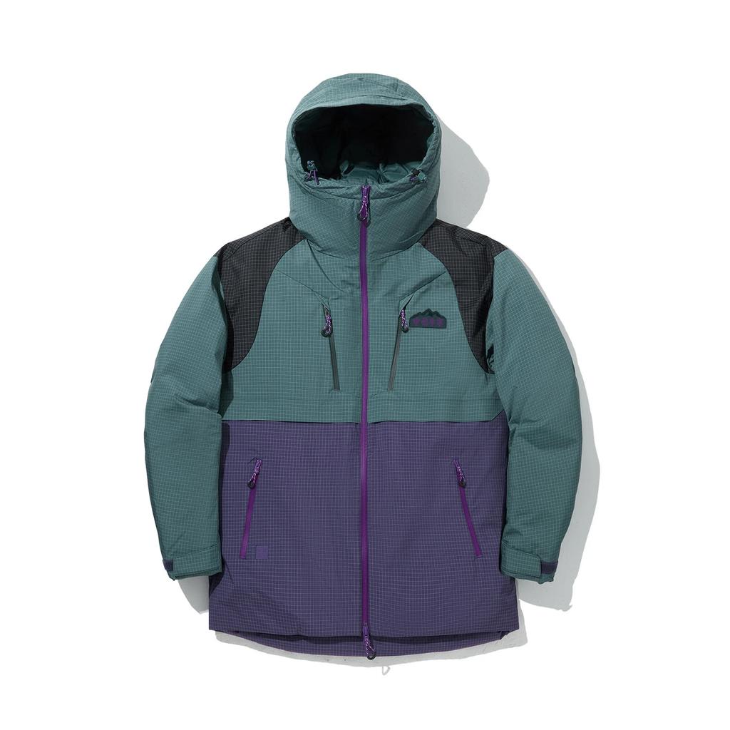 Li Ning Color Block Zipper Hooded Comfortable Breathable Versatile Casual Down Jacket Unisex Outerwear Cloud-Green Chrysanthemum-Gray Purple AYMU547-3