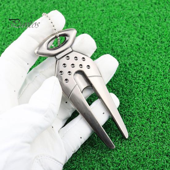 Zinc Alloy Golf Pitchfork Divot Tool Reusable Non-fading Mark Repair Training Aid Equipment