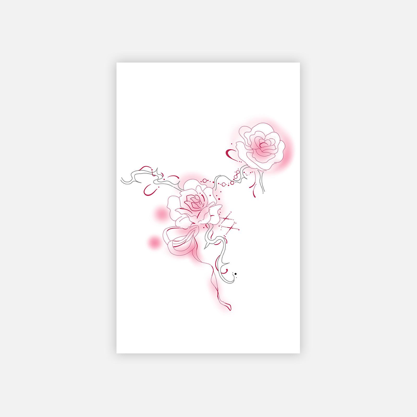 Premium Dark Style Personality Simple Rose Ribbon Arm Waist Y2K Tattoo Sticker 12*19